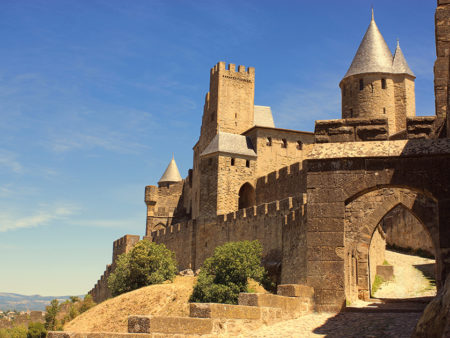 The walled fortress city of Carcassonne, southern France